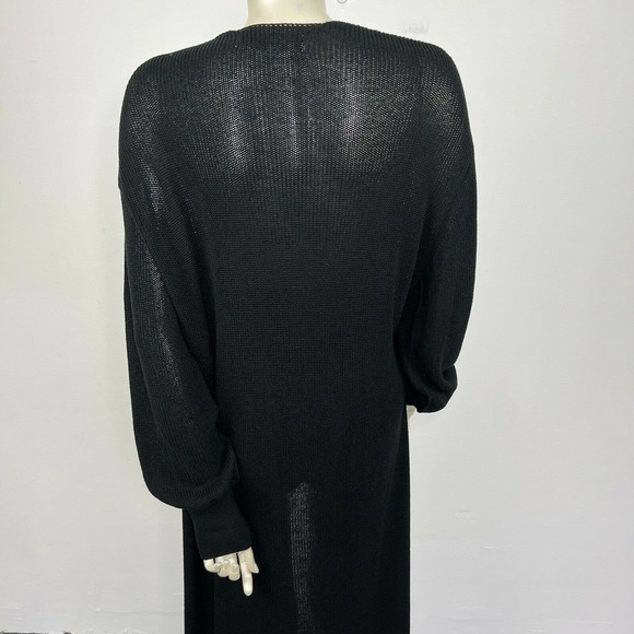 Free People Beach Long Duster Cardigan Small Black Knit Open Front Boho - Picture 9 of 12